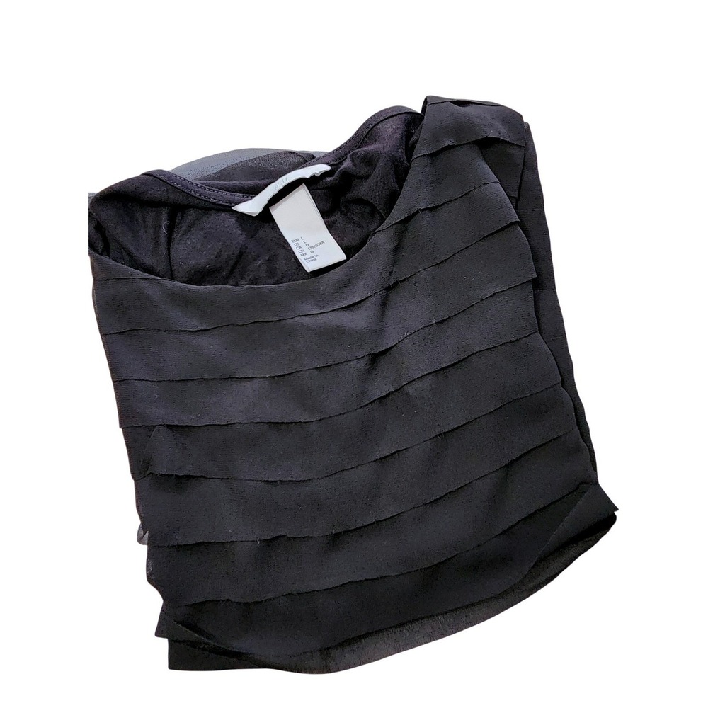 HM‎ Womens Black Tiered Ruffle Tank Top Sleeveless Scoop Neck Size Large L - Picture 4 of 5